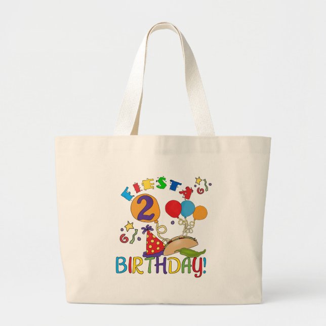Bolsa Tote Grande Camisas de segundo aniversário Fiesta e presentes (Frente)
