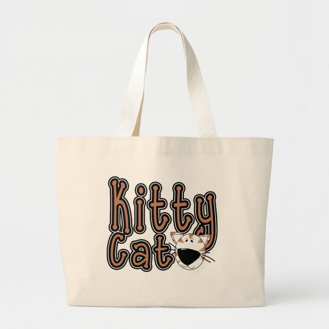 Bolsa Tote Grande Camiseta bonito e presentes do gato do gatinho (Frente)