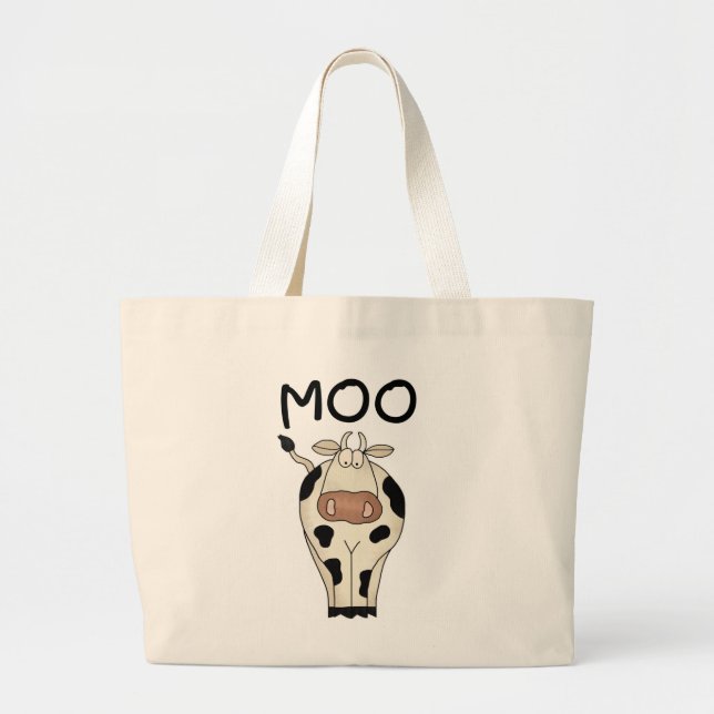 Bolsa Tote Grande Camiseta e presentes da vaca do MOO (Frente)