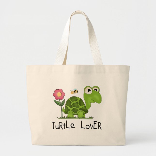 Bolsa Tote Grande Camiseta e presentes do amante da tartaruga (Frente)
