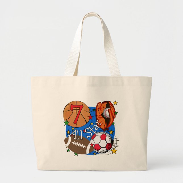 Bolsa Tote Grande Camiseta e presentes do aniversário dos esportes (Frente)
