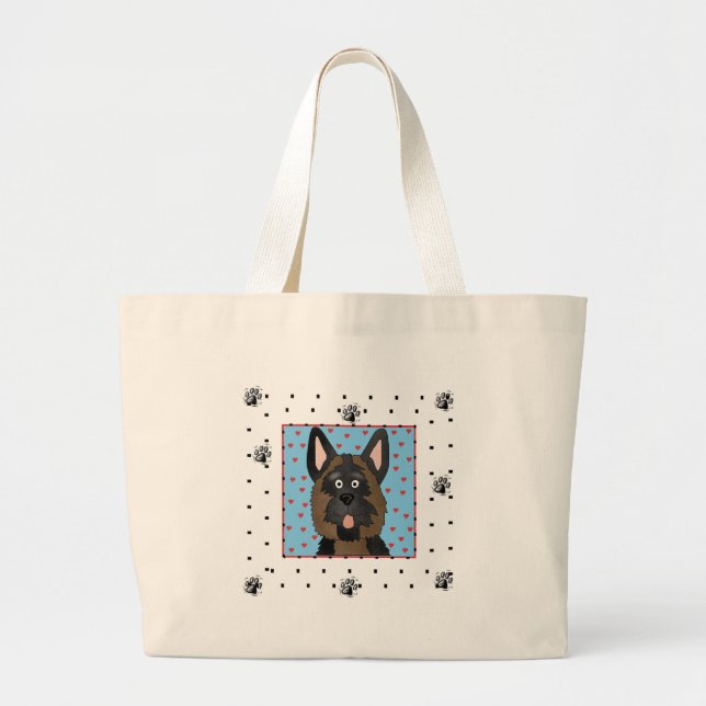 Bolsa Tote Grande Camiseta e presentes do cão de german shepherd (Frente)