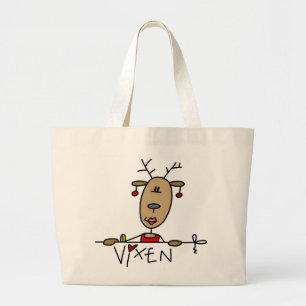 Bolsa Tote Grande Camiseta e presentes do Natal da rena do Vixen