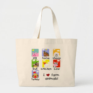 Bolsa Tote Grande Camiseta e presentes dos animais de fazenda