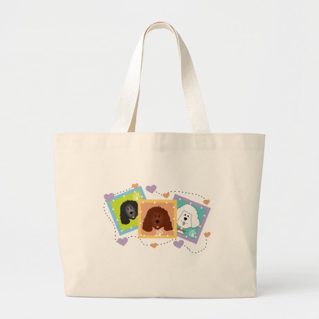 Bolsa Tote Grande Camiseta e presentes dos retratos do cão (Frente)
