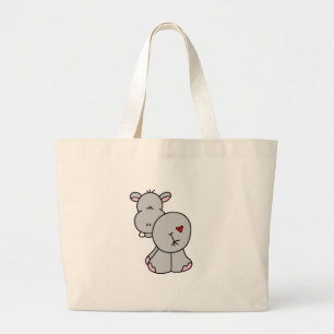 Bolsa Tote Grande Camiseta e presentes felizes do hipopótamo