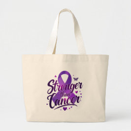 Bolsa Tote Grande Camiseta Mais Forte que o Câncer | Camiseta de Con