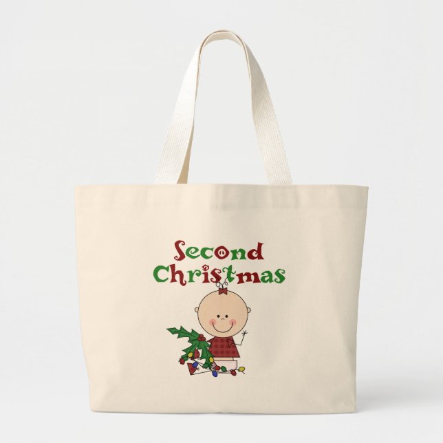 Bolsa Tote Grande Camisetas de Natal e presentes para segundos (Frente)