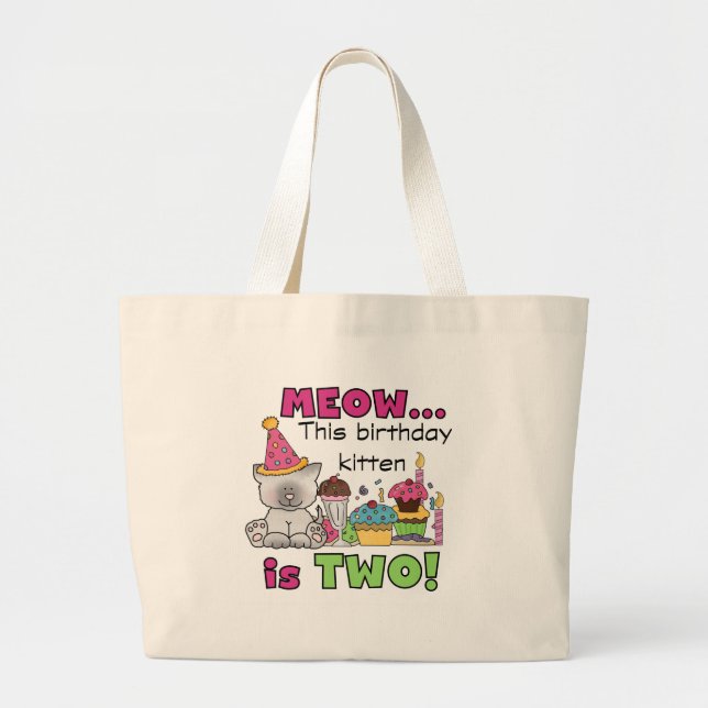 Bolsa Tote Grande Camisetas e presentes de aniversário de Kitten seg (Frente)