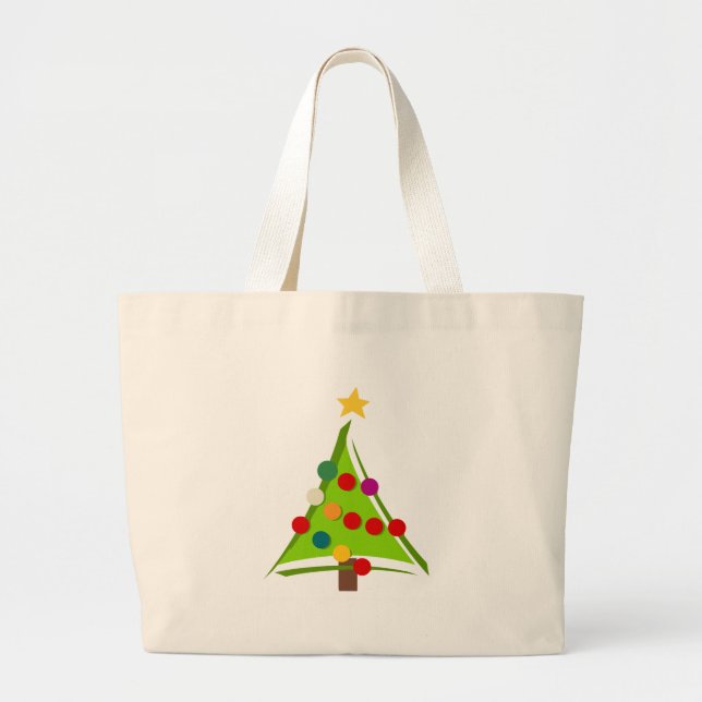 Bolsa Tote Grande Camisetas e presentes de árvores de Natal (Frente)