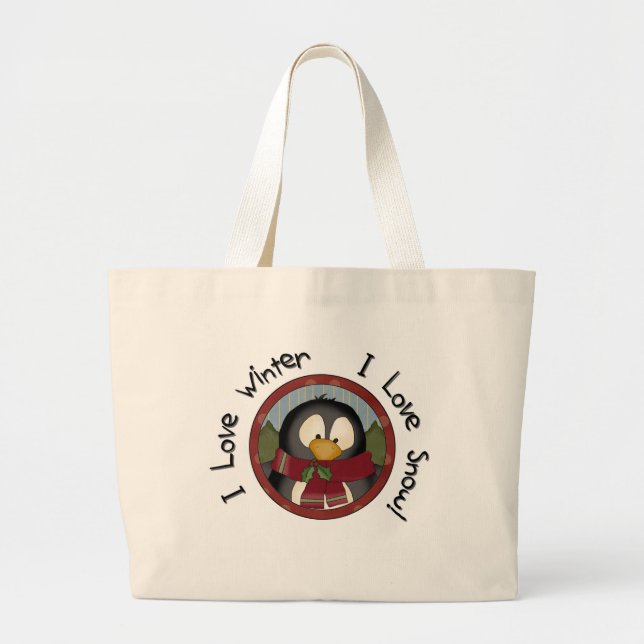 Bolsa Tote Grande Camisetas e presentes de Natal de Pinguim (Frente)