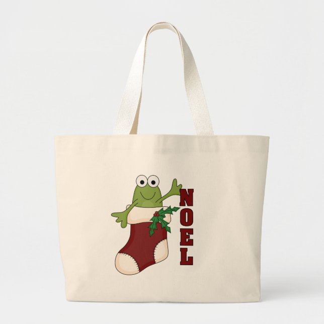 Bolsa Tote Grande Camisetas e presentes de Natal para Noel do sapo (Frente)