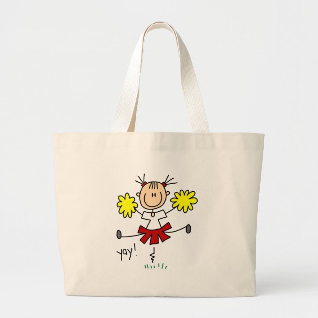 Bolsa Tote Grande Camisetas e presentes do Cheerleader Stick Figure  (Frente)