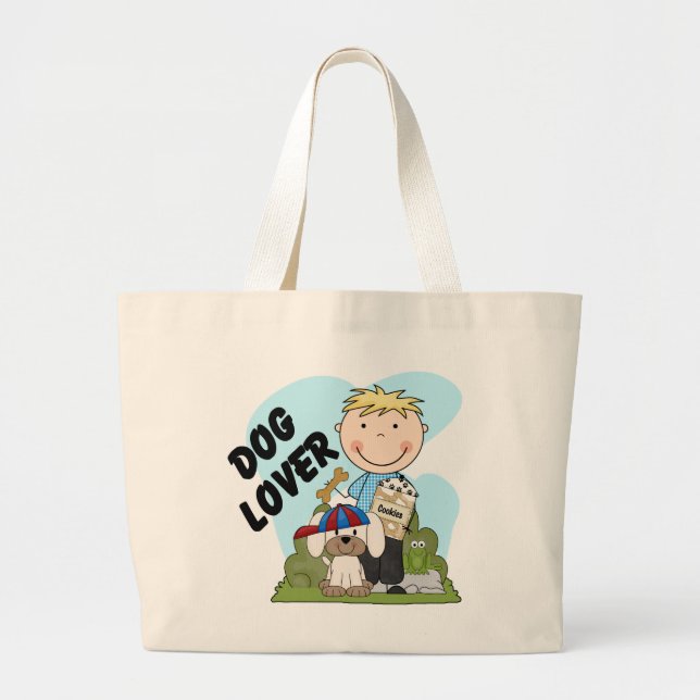 Bolsa Tote Grande Camisetas e presentes para garotinhos loiros do cã (Frente)