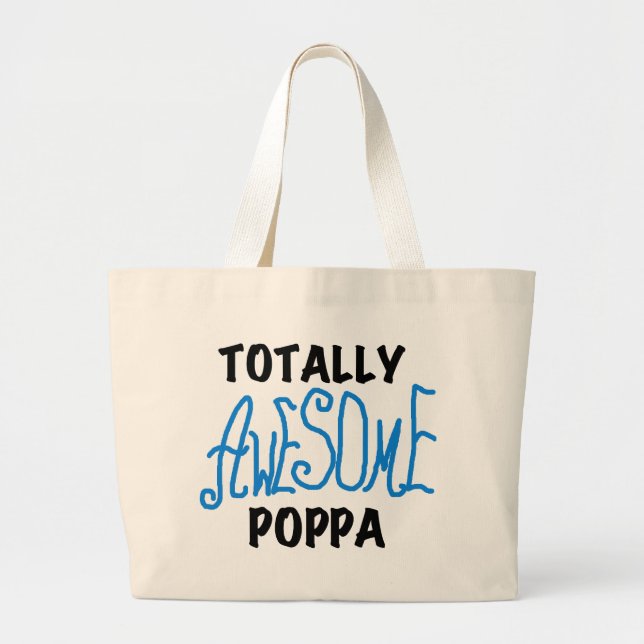 Bolsa Tote Grande Camisetas Poppa e Presentes Totalmente Incríveis (Frente)
