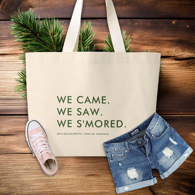 Bolsa Tote Grande Camp Bachelorette Camping Funny Bridesmaids Gift (camp bachelorette party forest green bridesmaid gift funny tote bag)