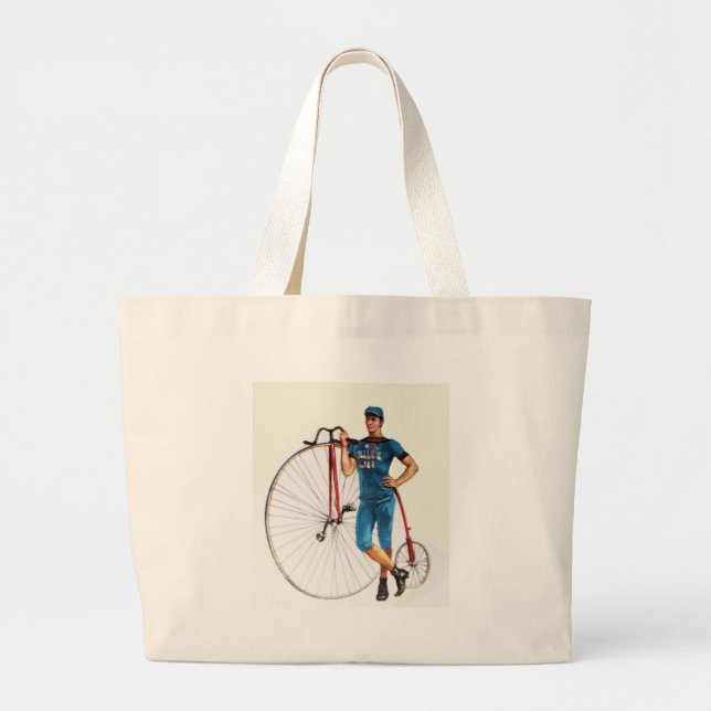Bolsa Tote Grande Campeonato da bicicleta do vintage (Frente)