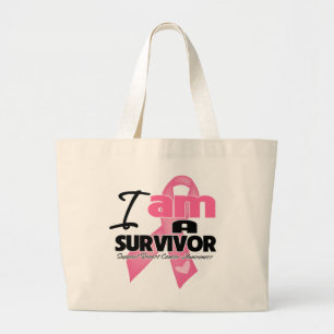Bolsa Tote Grande Cancro da mama - eu sou um sobrevivente