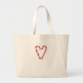 Bolsa Tote Grande Candy Cane Heart Sweet Christmas Holiday
