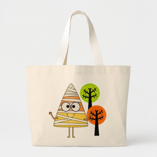 Bolsa Tote Grande Candy Corn Mummy Halloween (Frente)