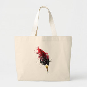 Bolsa Tote Grande Caneta de penas vermelhas com ninho de ouro