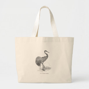 Bolsa Tote Grande Caneta e desenho de tinta das aves da grua-vidrada