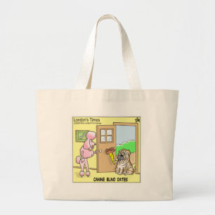 Bolsa Tote Grande Canino Cego Datas Engraçadas Cartoons de Cachorro