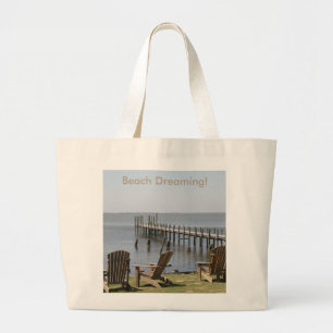 Bolsa Tote Grande Canvas de Bolsa, cena de praia - fotografia