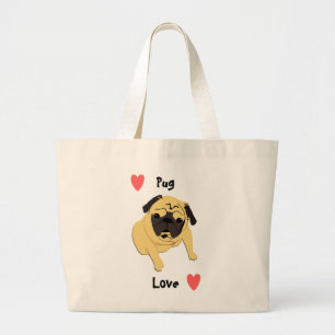 Bolsa Tote Grande Cão bonito do amor do Pug