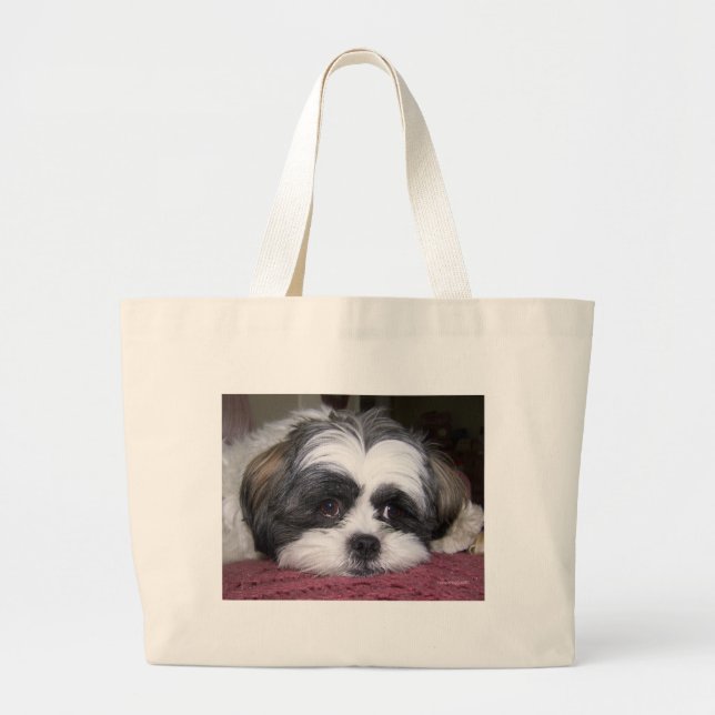 Bolsa Tote Grande Cão Cute Shih Tzu (Frente)