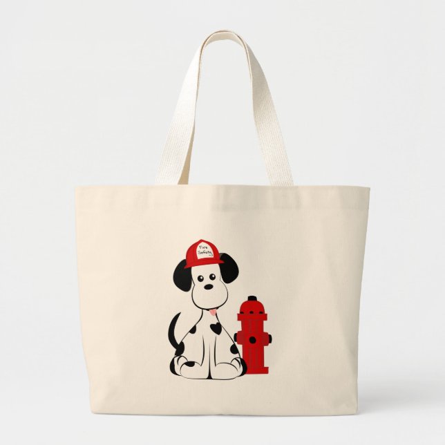 Bolsa Tote Grande Cão Dalmatian do fogo (Frente)