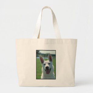 Bolsa Tote Grande Cão de german shepherd branco