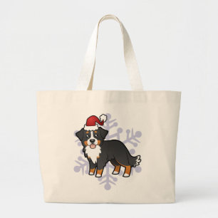 Bolsa Tote Grande Cão de Montanha de Berna de Natal