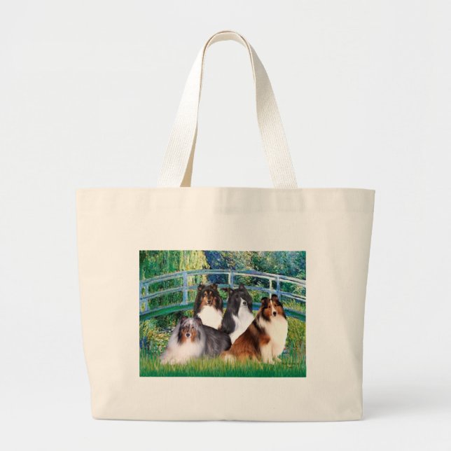 Bolsa Tote Grande Cão de Pastoreiro de Shetland (quatro) - Ponte (Frente)