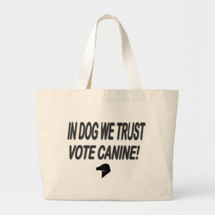 Bolsa Tote Grande Cão de Voto com Texto Preto