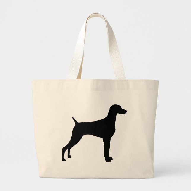 Bolsa Tote Grande Cão de Weimaraner (no preto) (Frente)