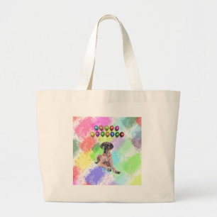 Bolsa Tote Grande Cão Dogue Alemão Desejando Feliz Ano Novo