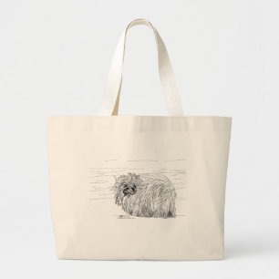 Bolsa Tote Grande Cão Pequinês à Beira-Mar
