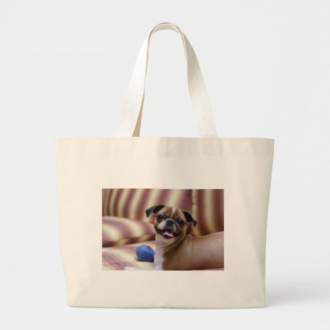Bolsa Tote Grande Cão super bonito com sua bola favorita (Frente)