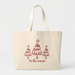 Bolsa Tote Grande Caprichoso Desenho à Mão Rabisco Vermelho