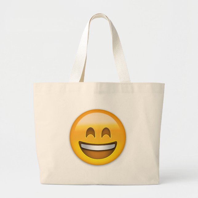 Bolsa Tote Grande Cara de sorriso com boca aberta & olhos de sorriso (Frente)