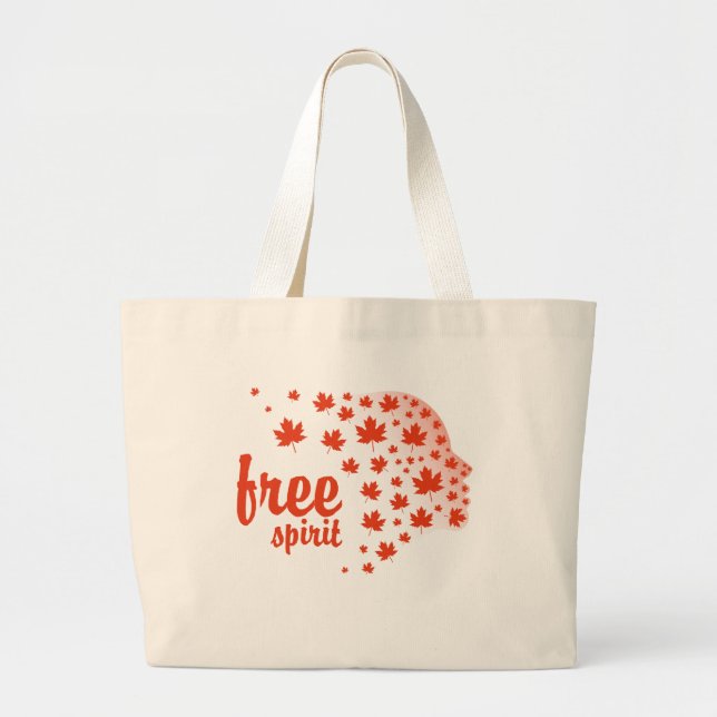 Bolsa Tote Grande Cara del espíritu libre, otoño (Frente)