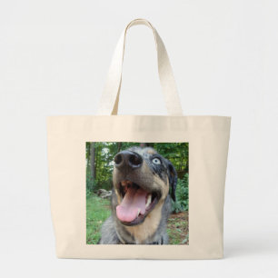 Bolsa Tote Grande Cara do cão do leopardo de Catahoula
