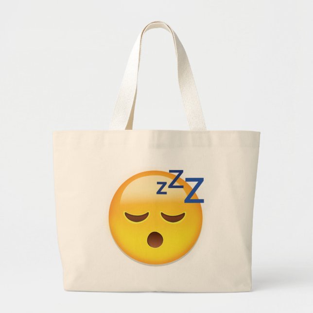 Bolsa Tote Grande Cara Emoji do sono (Frente)