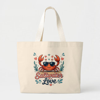 Bolsa Tote Grande Caranguejo Amor Água Salgada Amante Oceano