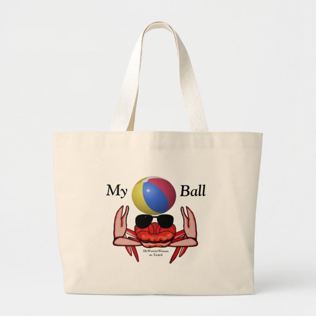 Bolsa Tote Grande Caranguejo de Praia, Minha Bola, Mulher-Guerreira  (Frente)