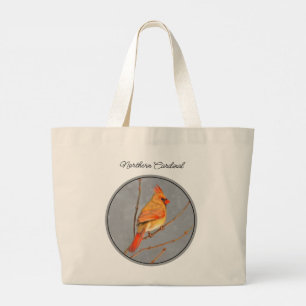 Bolsa Tote Grande Cardeal Winter Branch Painting Original Bird Art