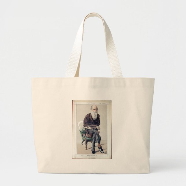 Bolsa Tote Grande Caricatura de Charles Darwin de Vanity Fair (Frente)