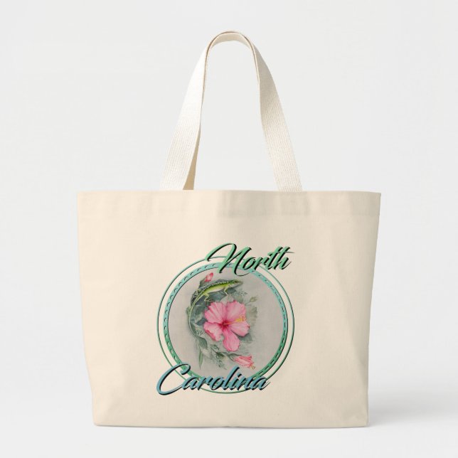 Bolsa Tote Grande Carolina Anole & Hibiscus (Frente)