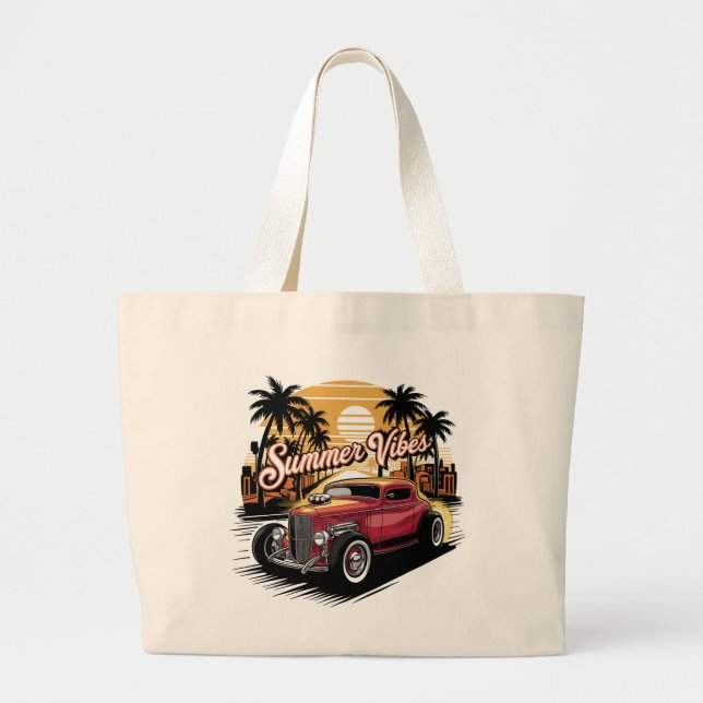 Bolsa Tote Grande Carro Clássico Vibrações de Verão (Frente)